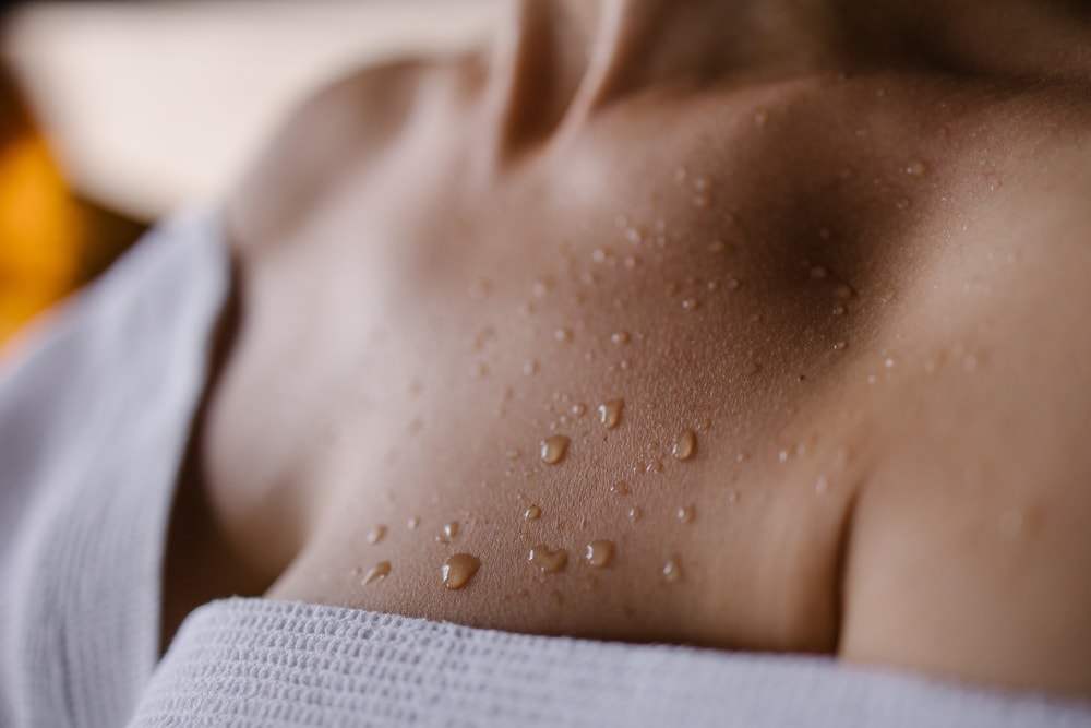 Close-up,Of,A,Sweat,Drop,In,The,Sauna.,Close-up,Skin