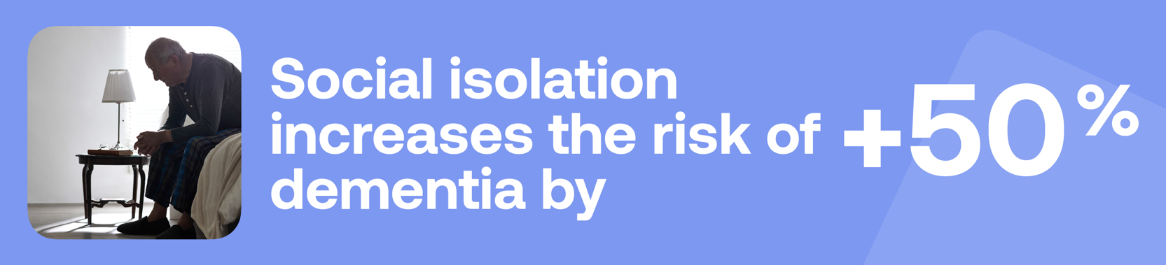 Social isolation increases the risk of dementia by 50%