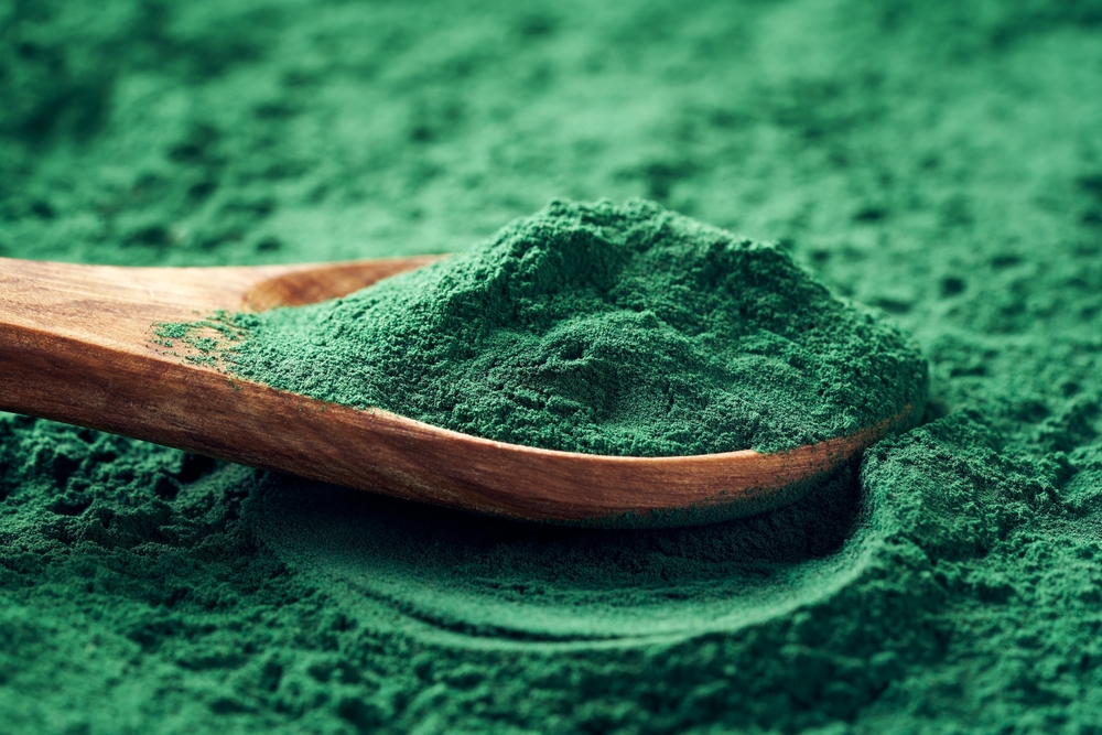 Spirulina,Powder,On,A,Wooden,Spoon,,Close,Up