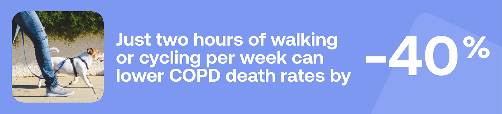 Just two hours of walking or cycling per week can lower COPD death rates by -40%